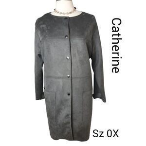 Catherine Women's Plus Size Jacket 0X Faux Suede Dressy Coat Size 0X